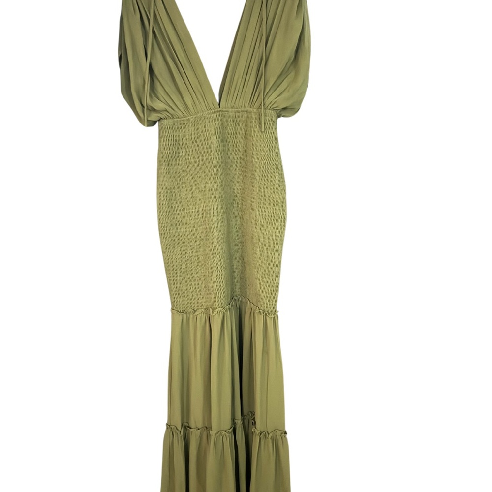 Fashion Nova Green Tiered Ruffled Maxi Dress - Picture 2 of 7
